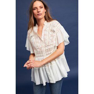 Anthropologie Akemi + Kin Lindy Popover Blouse in Ivory - sz Large